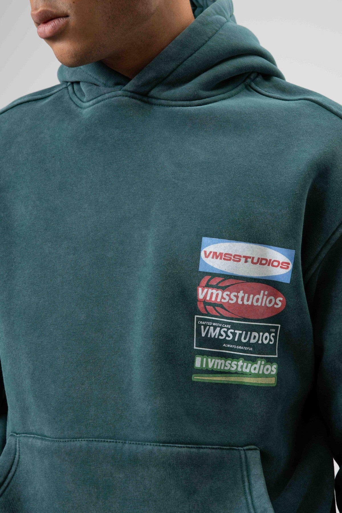 Oversize Yıkamalı Baskılı Kapüşonlu Sweatshirt