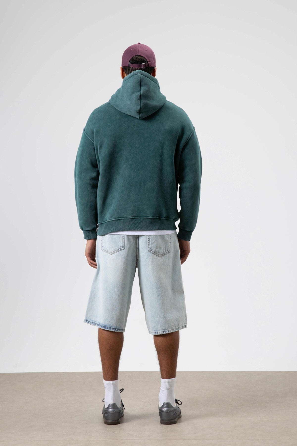 Oversize Yıkamalı Baskılı Kapüşonlu Sweatshirt