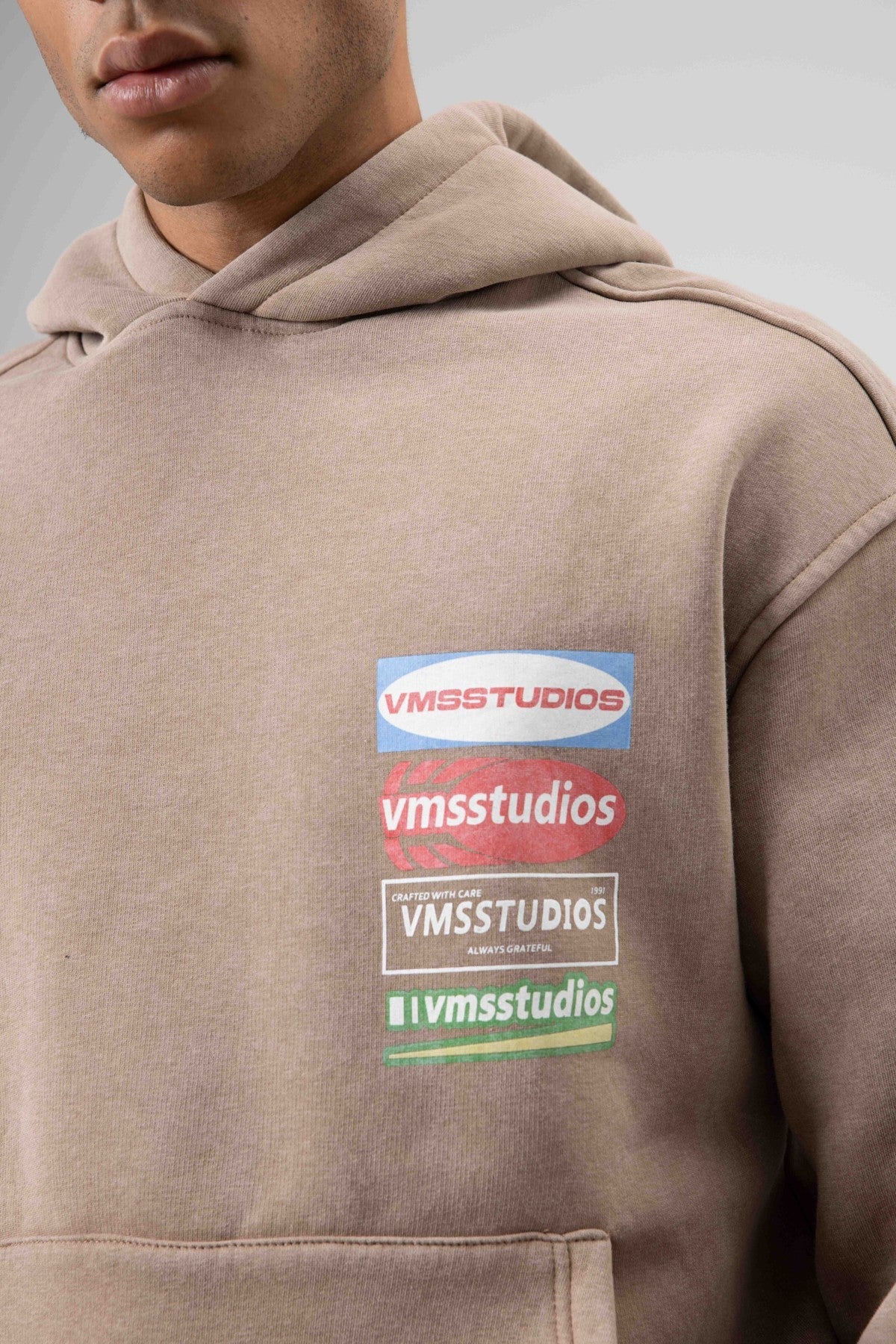 Oversize Yıkamalı Baskılı Kapüşonlu Sweatshirt