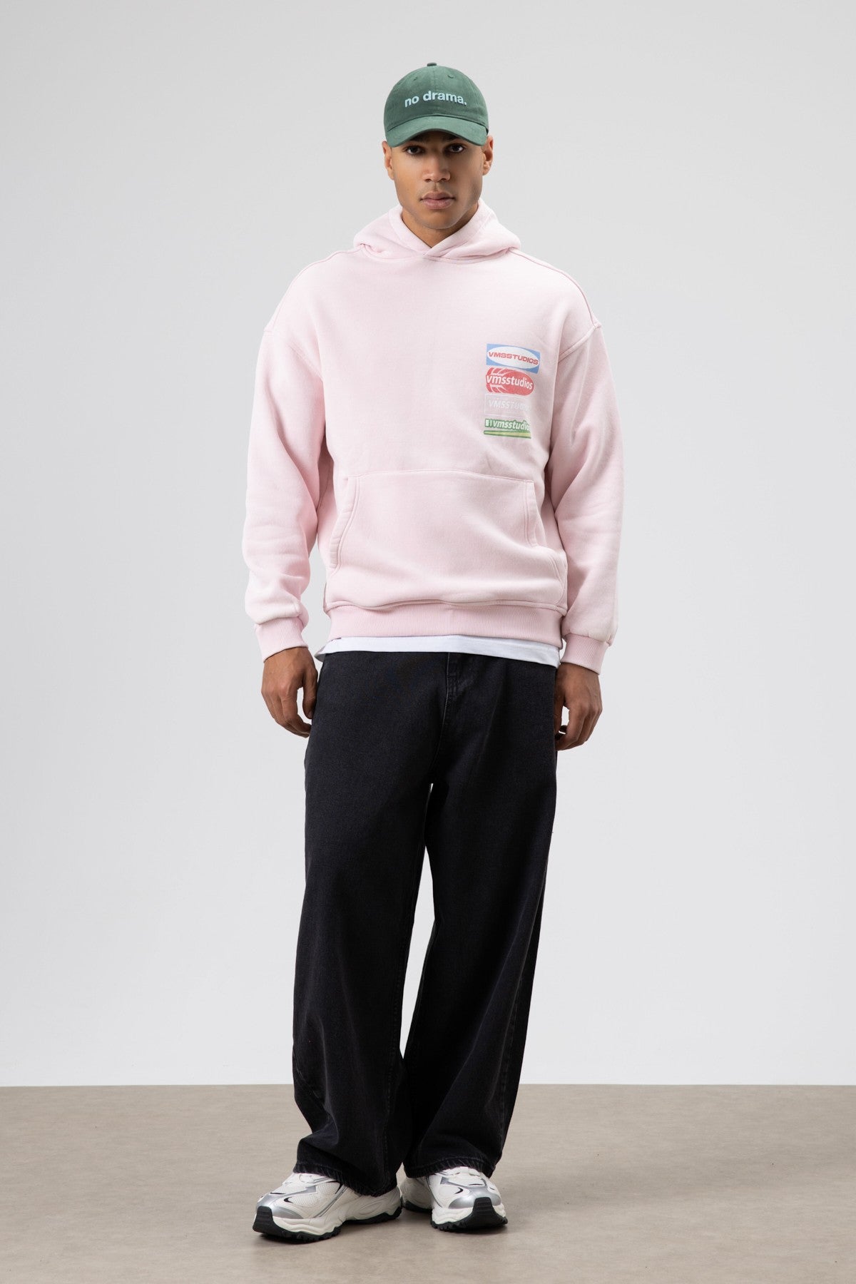 Oversize Yıkamalı Baskılı Kapüşonlu Sweatshirt