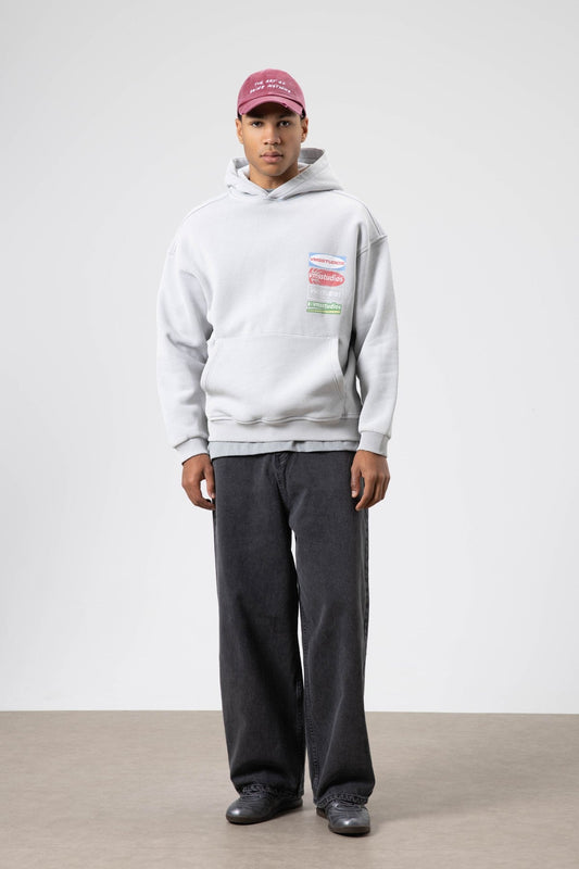 Oversize Yıkamalı Baskılı Kapüşonlu Sweatshirt