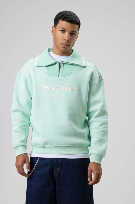 Oversize Fermuarlı Yaka Sweatshirt