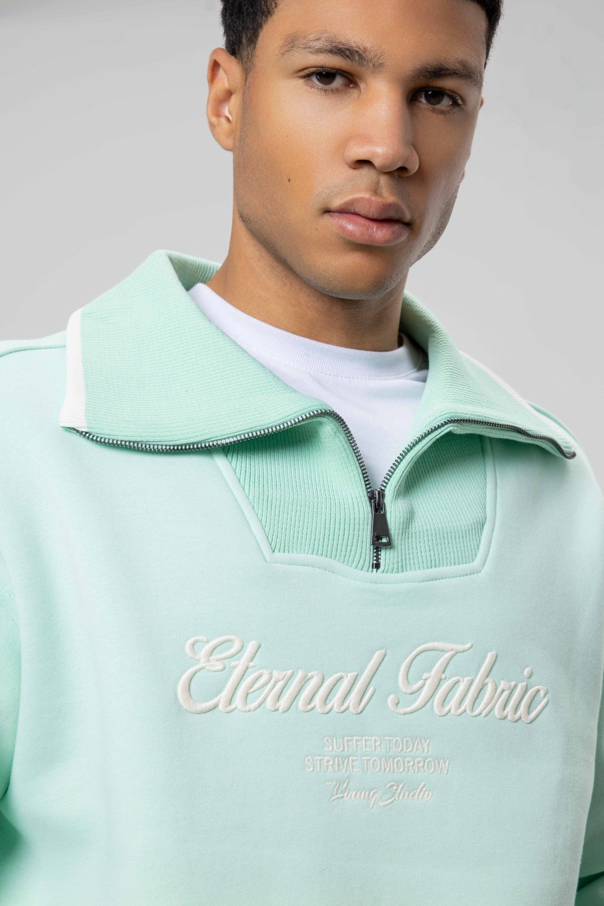 Oversize Fermuarlı Yaka Sweatshirt