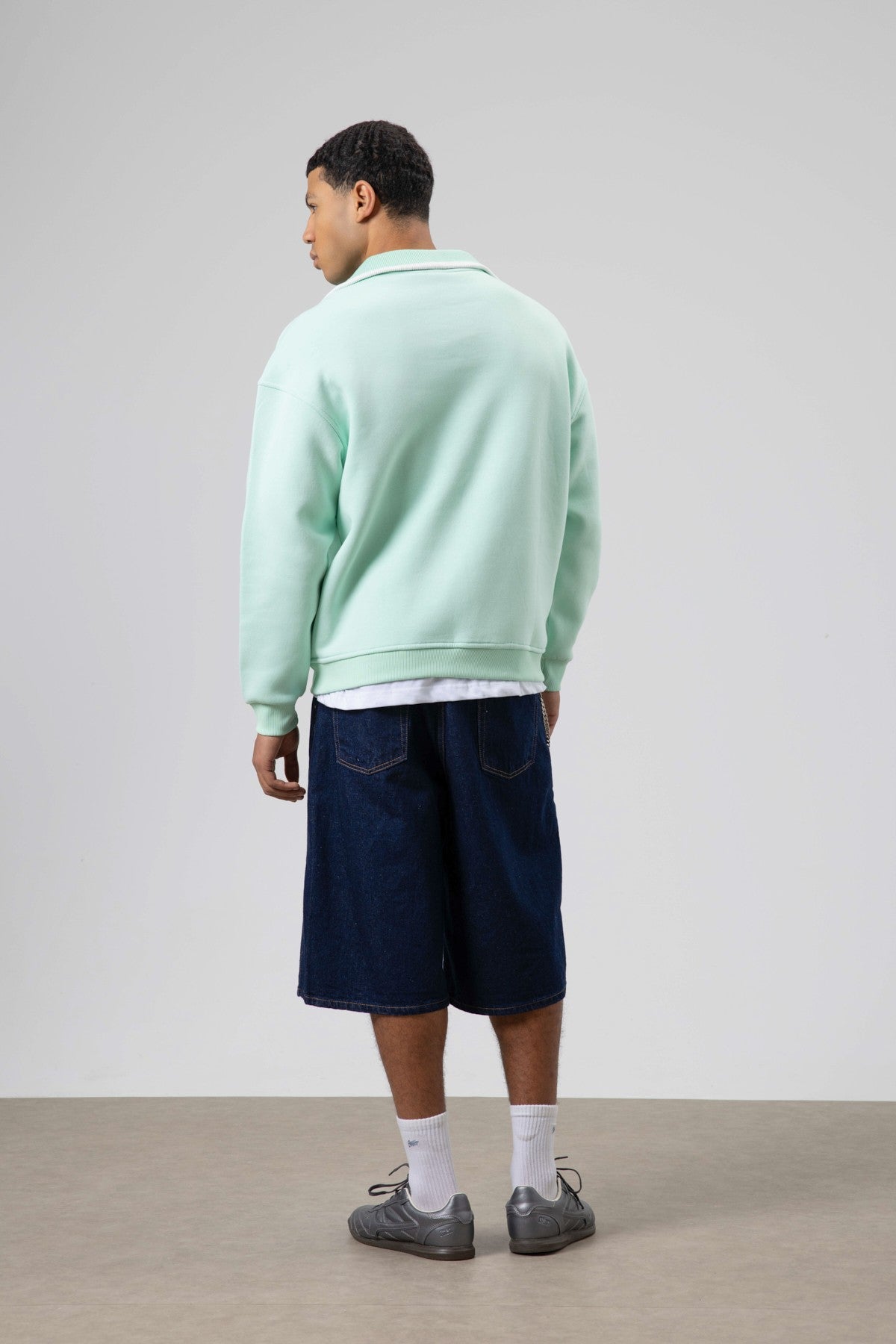 Oversize Fermuarlı Yaka Sweatshirt