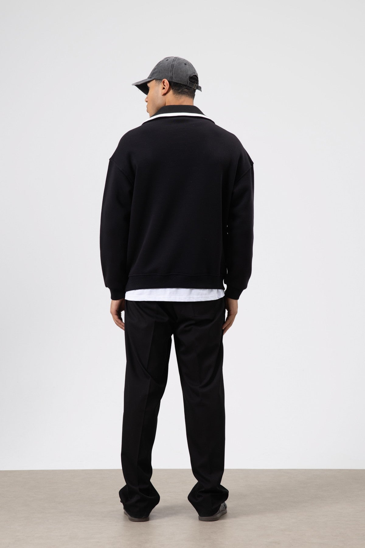 Oversize Fermuarlı Yaka Sweatshirt