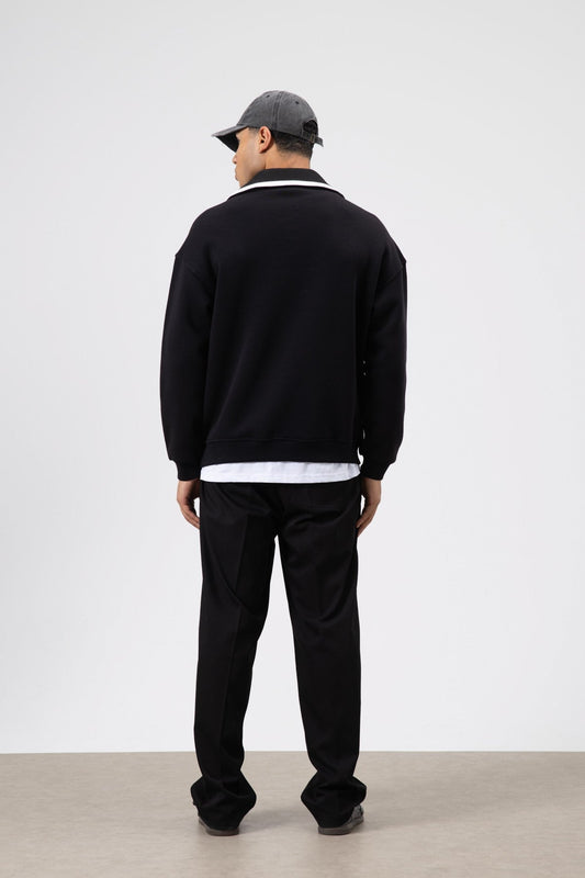 Oversize Fermuarlı Yaka Sweatshirt