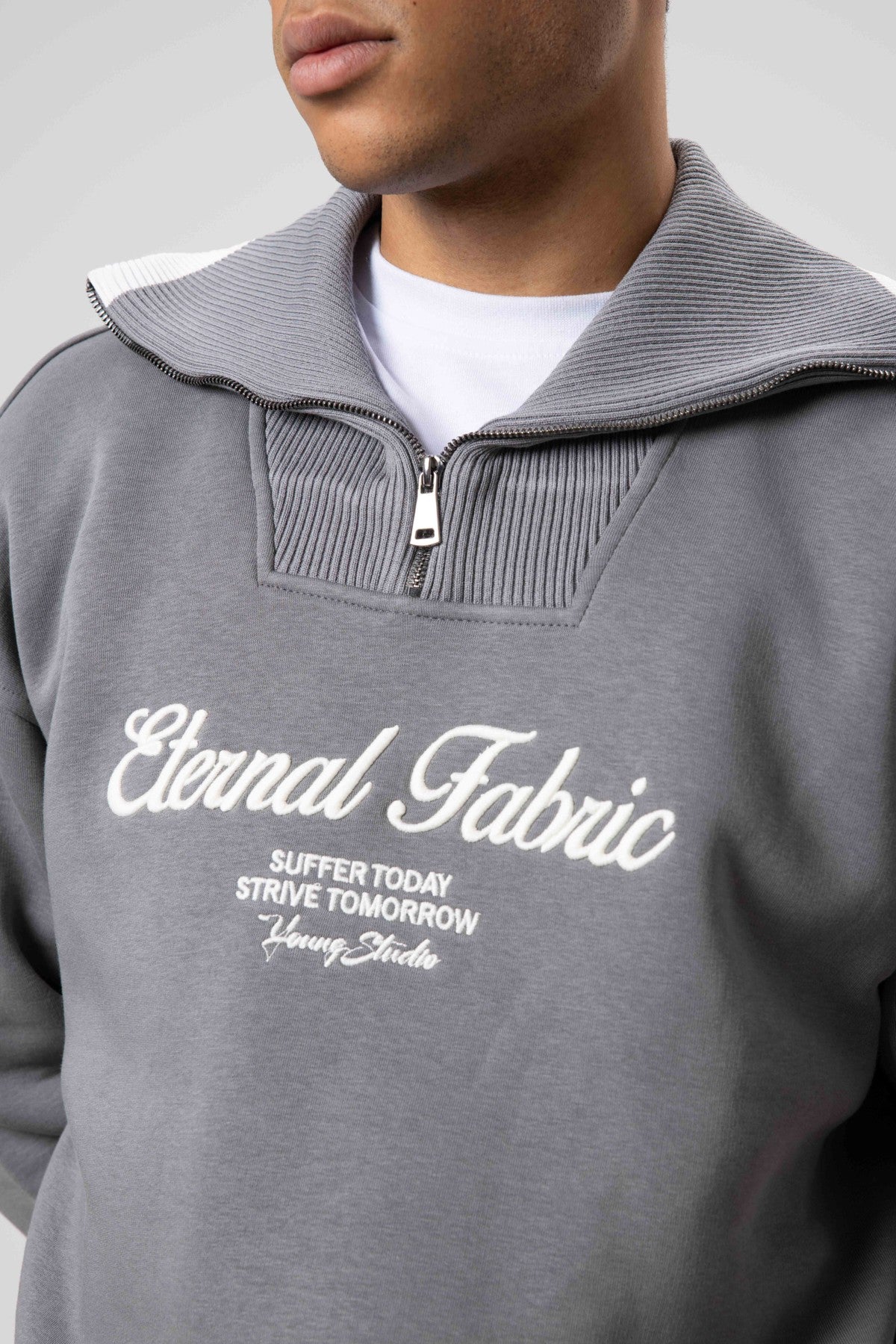 Oversize Fermuarlı Yaka Sweatshirt
