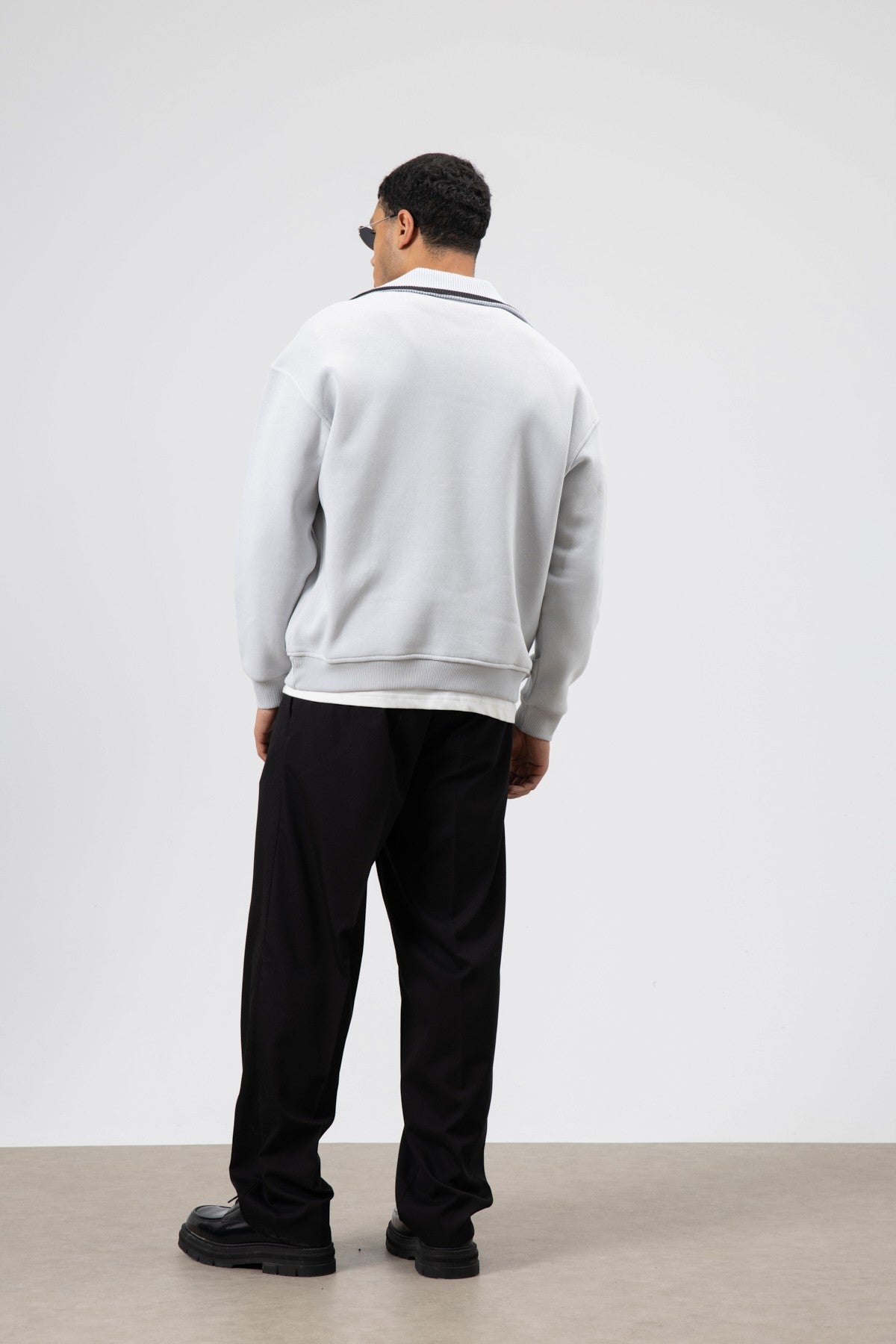 Oversize Fermuarlı Yaka Sweatshirt