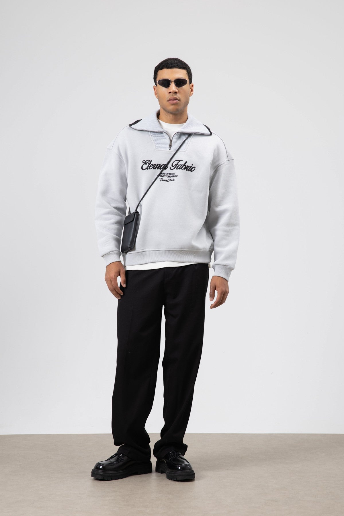Oversize Fermuarlı Yaka Sweatshirt
