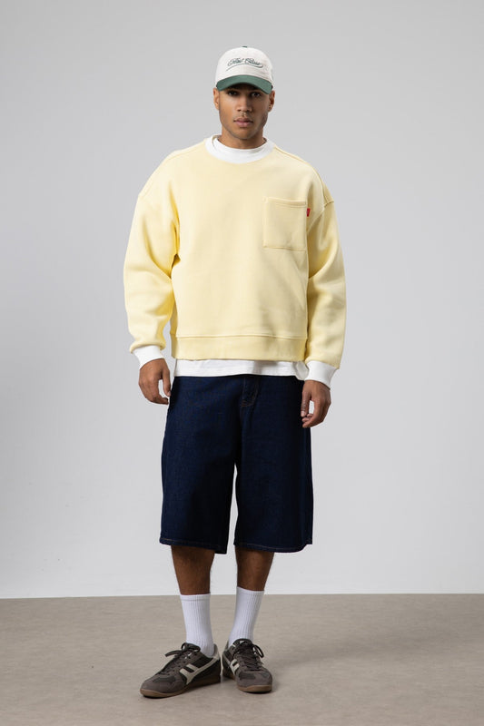Bisiklet Yaka Cep Detaylı Oversize Sweatshirt
