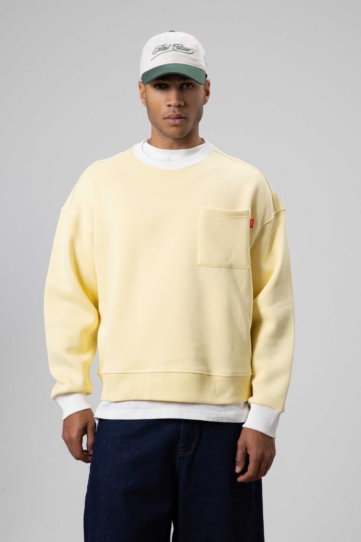 Bisiklet Yaka Cep Detaylı Oversize Sweatshirt
