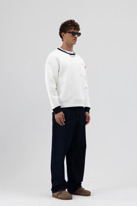 Bisiklet Yaka Cep Detaylı Oversize Sweatshirt