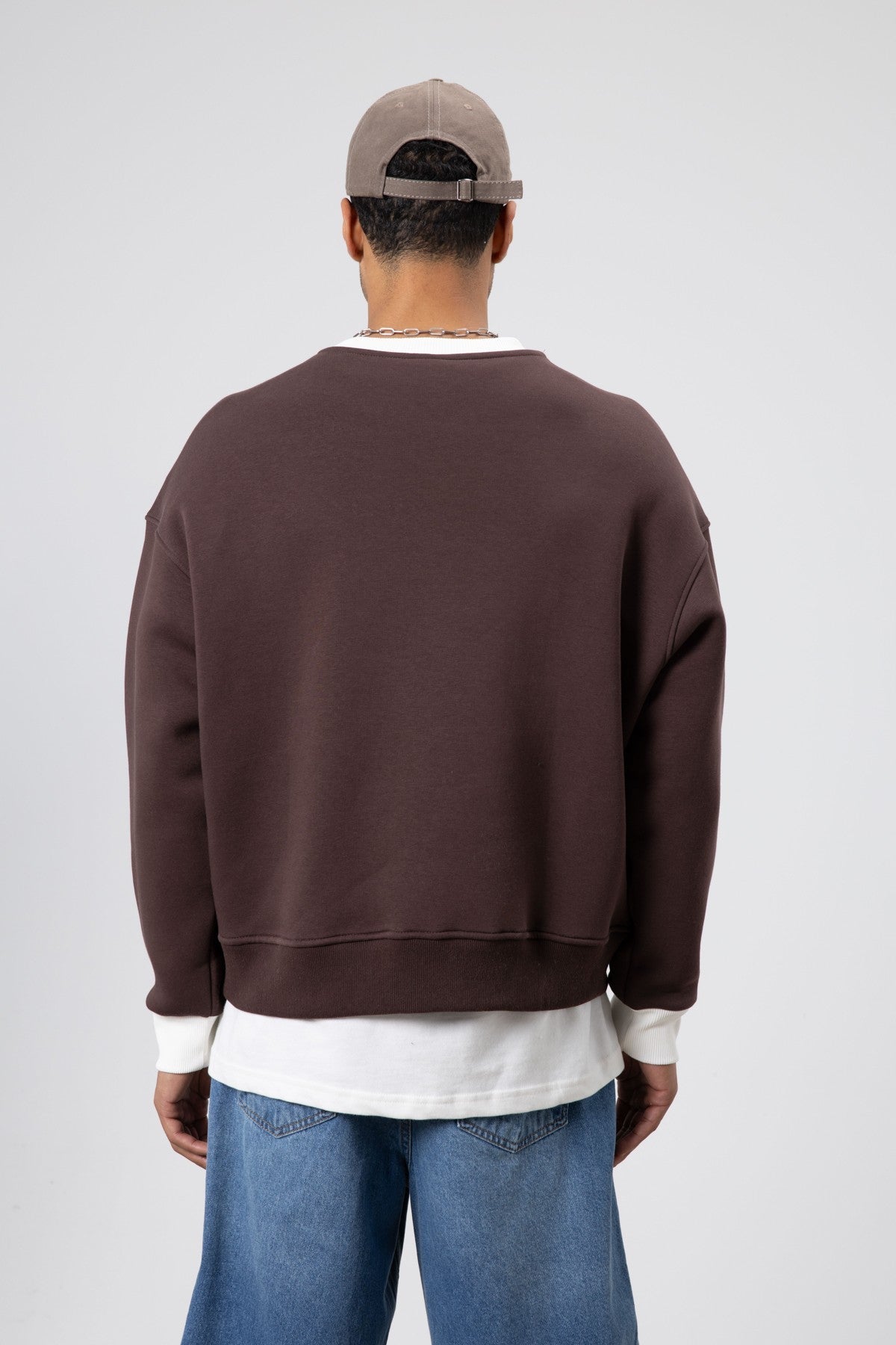 Bisiklet Yaka Cep Detaylı Oversize Sweatshirt