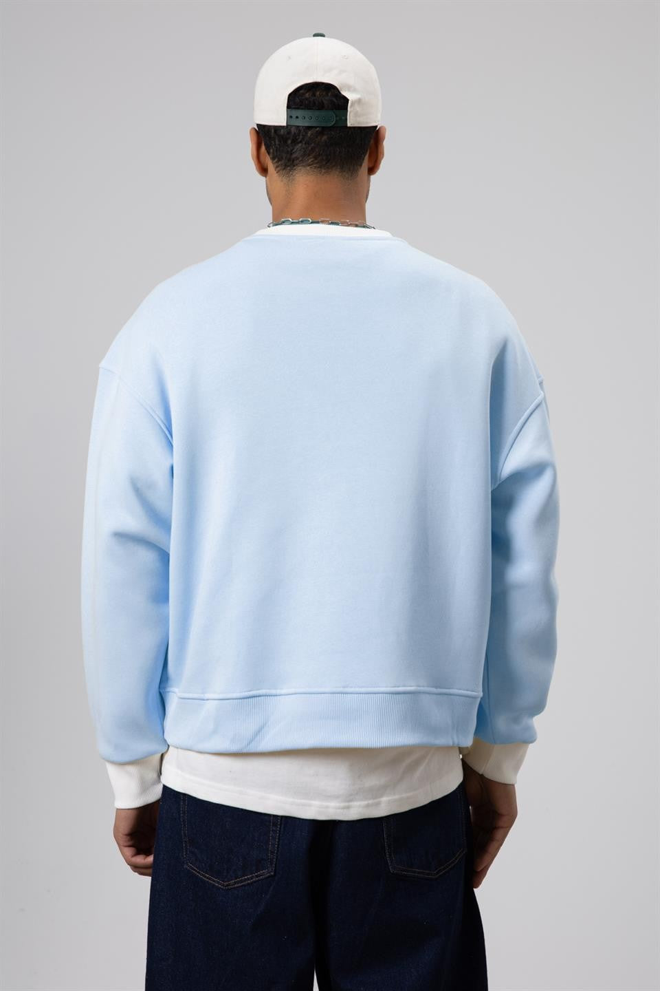 Bisiklet Yaka Cep Detaylı Oversize Sweatshirt