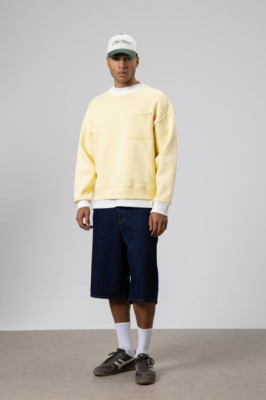 Bisiklet Yaka Cep Detaylı Oversize Sweatshirt