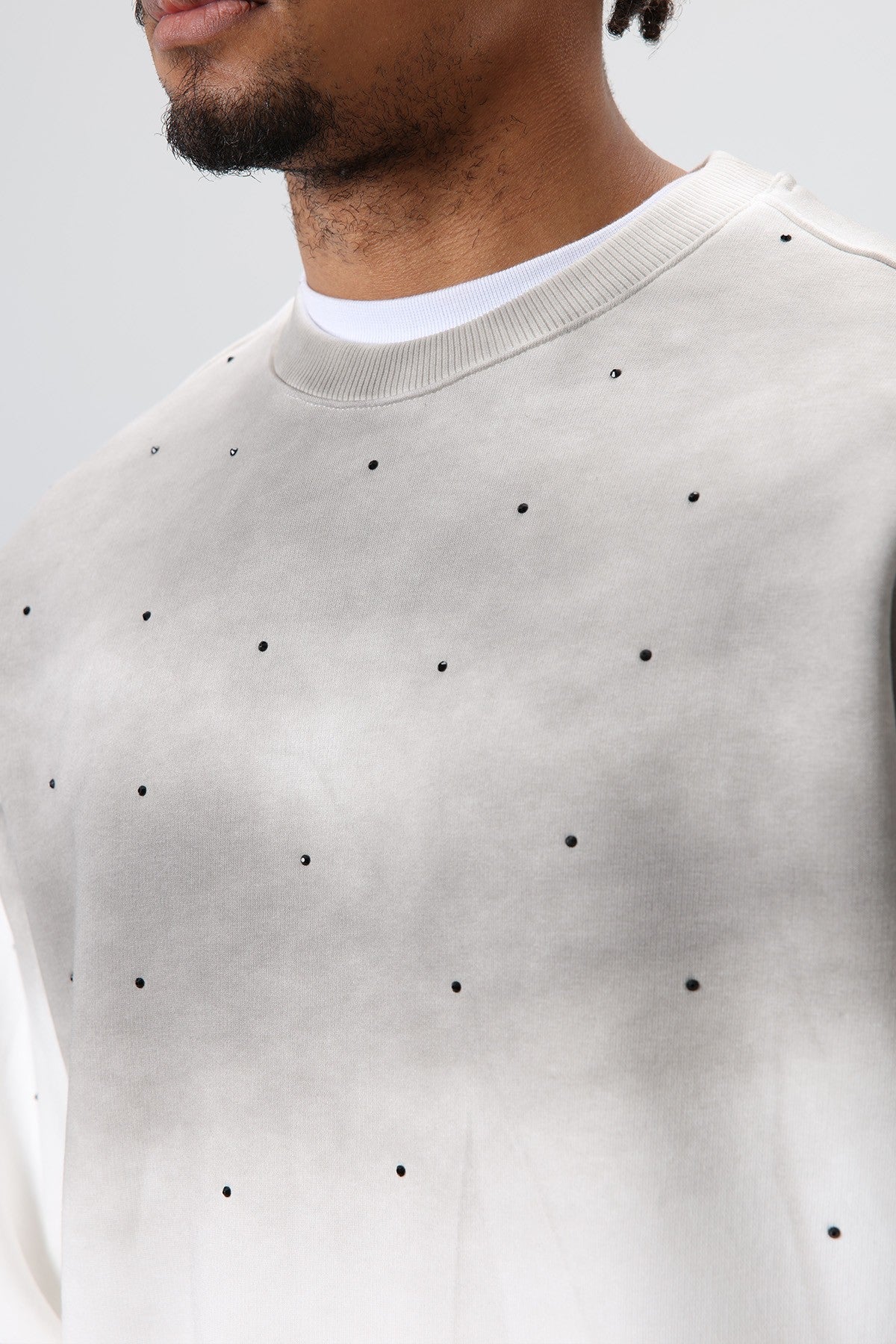 Yıkamalı Taş Detaylı Oversize Sweatshirt