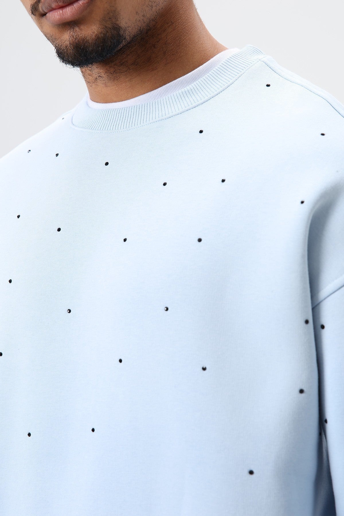 Yıkamalı Taş Detaylı Oversize Sweatshirt