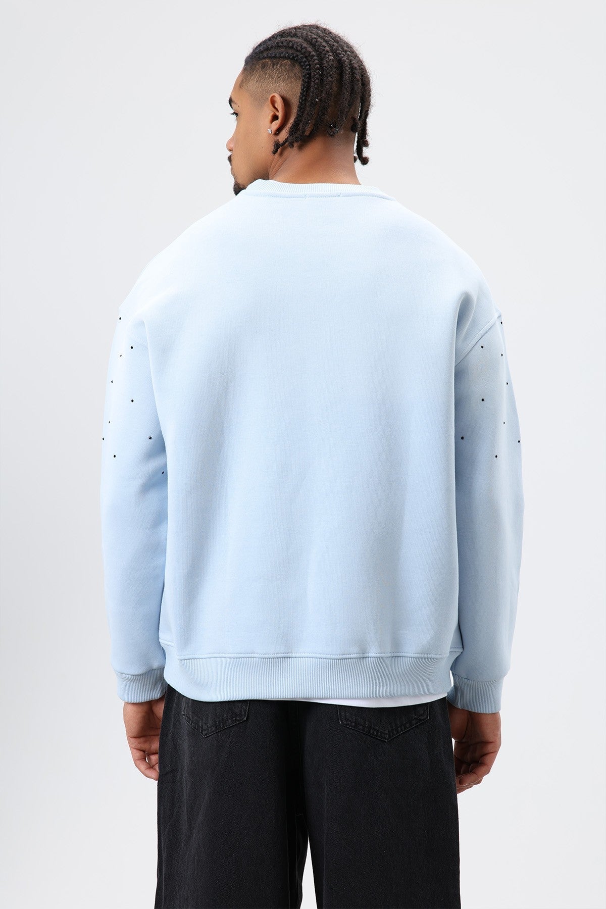 Yıkamalı Taş Detaylı Oversize Sweatshirt