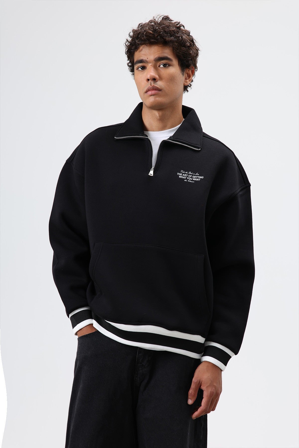 Oversize Polo Yaka Sweatshirt