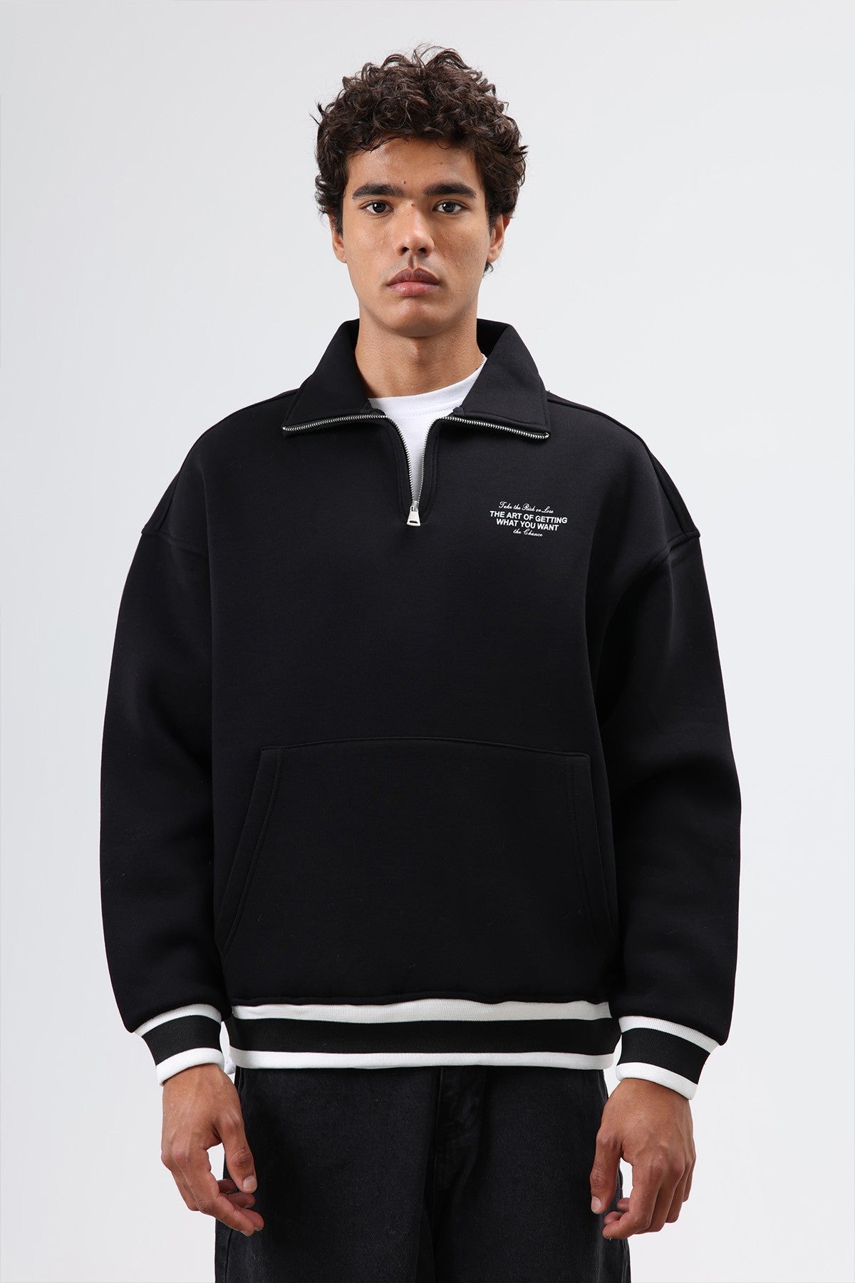 Oversize Polo Yaka Sweatshirt