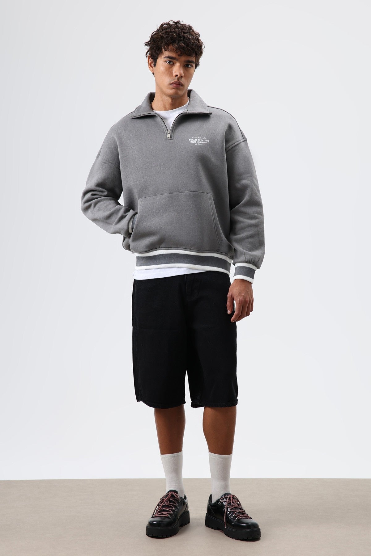 Oversize Polo Yaka Sweatshirt