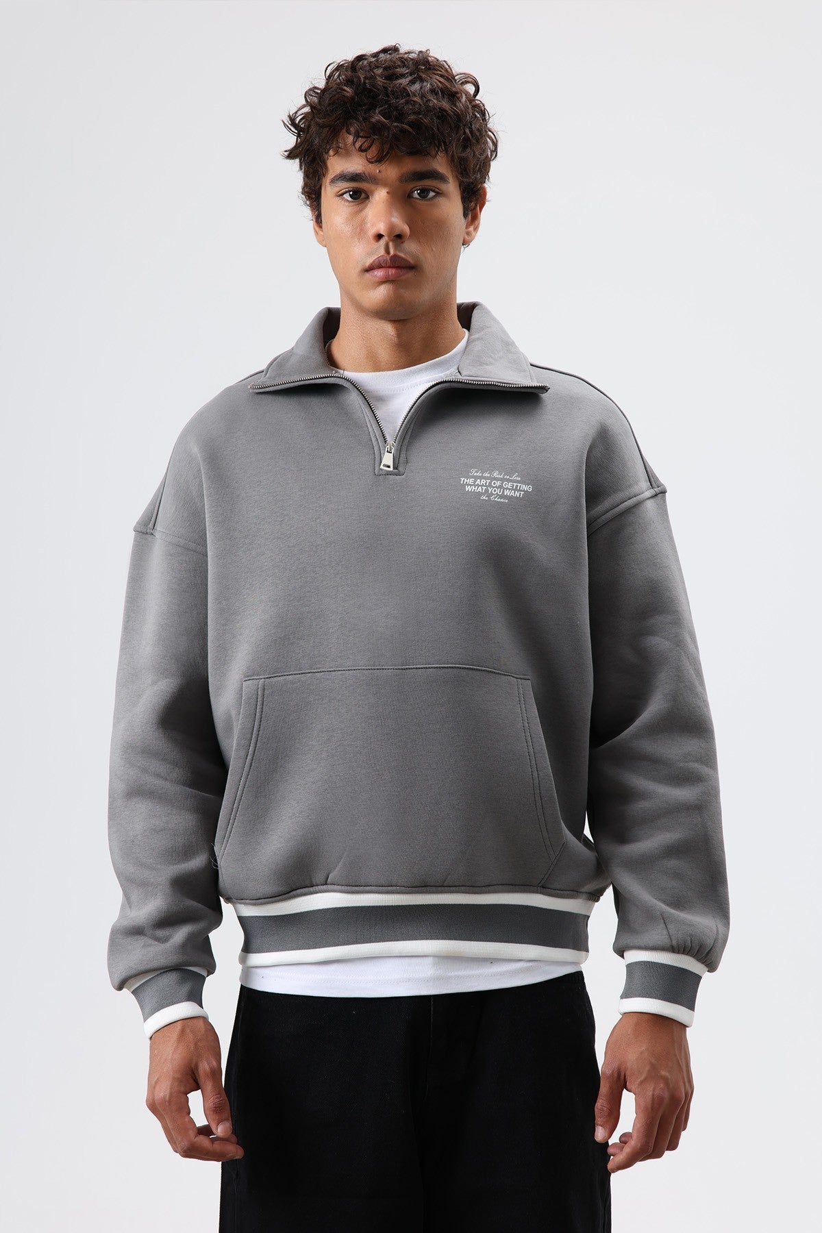 Oversize Polo Yaka Sweatshirt