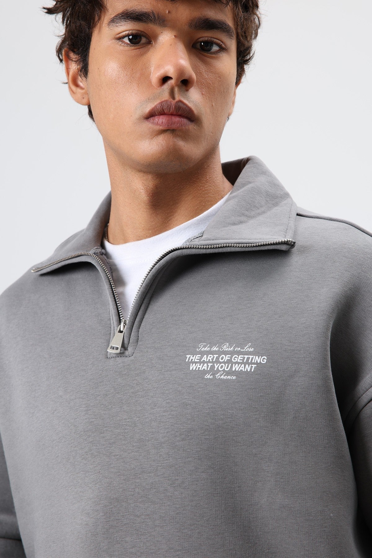 Oversize Polo Yaka Sweatshirt