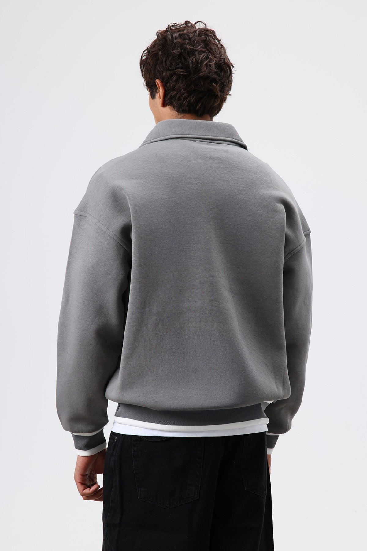 Oversize Polo Yaka Sweatshirt