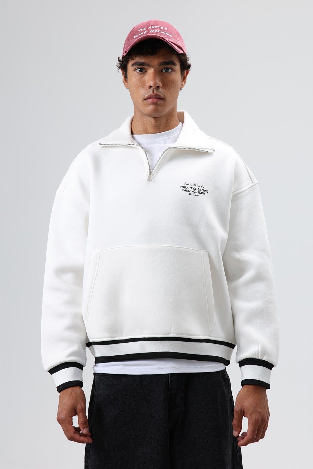 Oversize Polo Yaka Sweatshirt