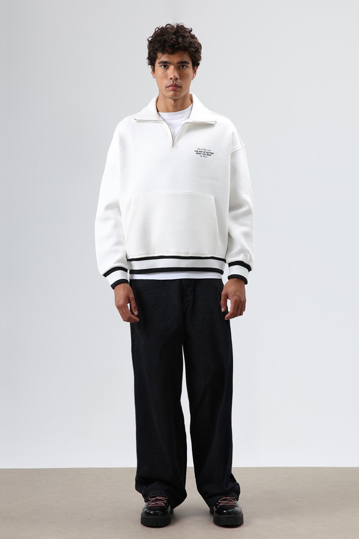 Oversize Polo Yaka Sweatshirt