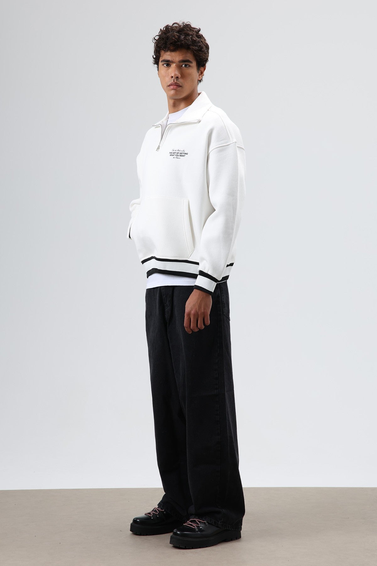 Oversize Polo Yaka Sweatshirt