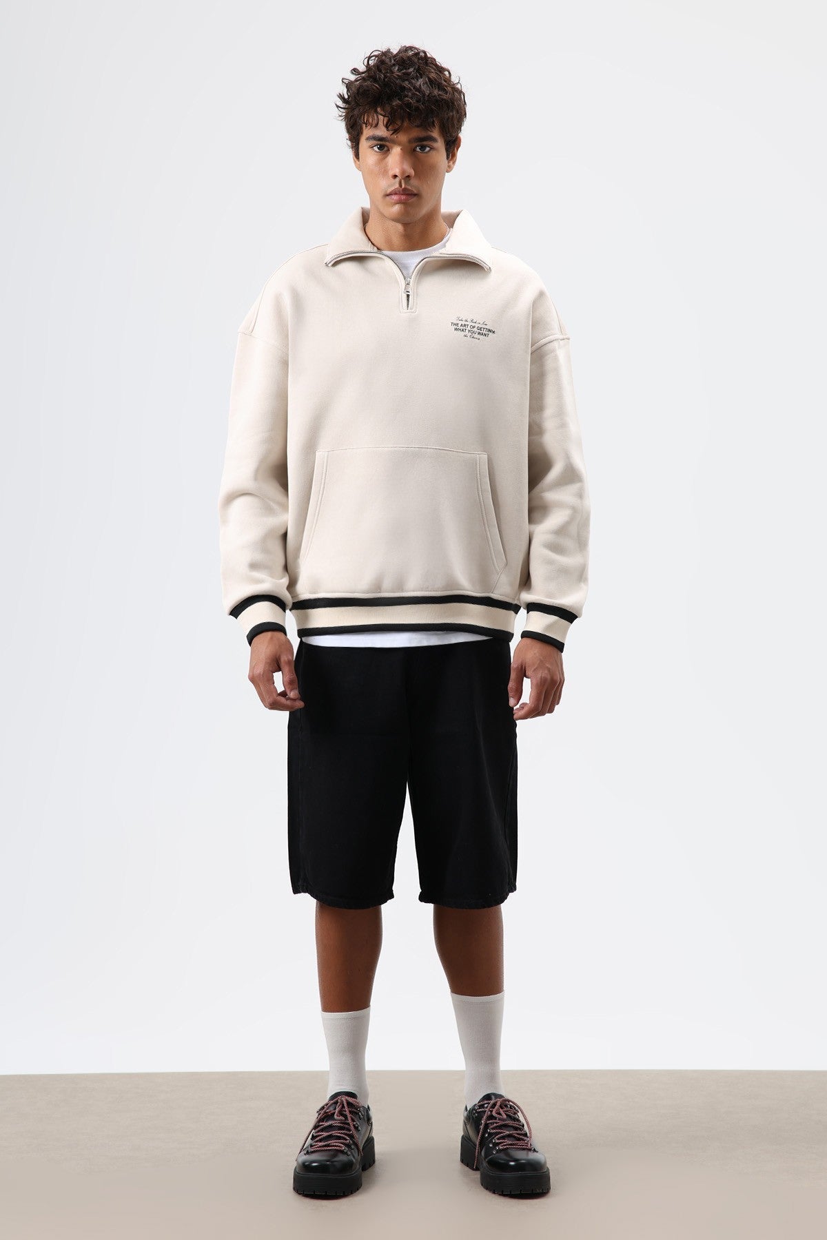 Oversize Polo Yaka Sweatshirt