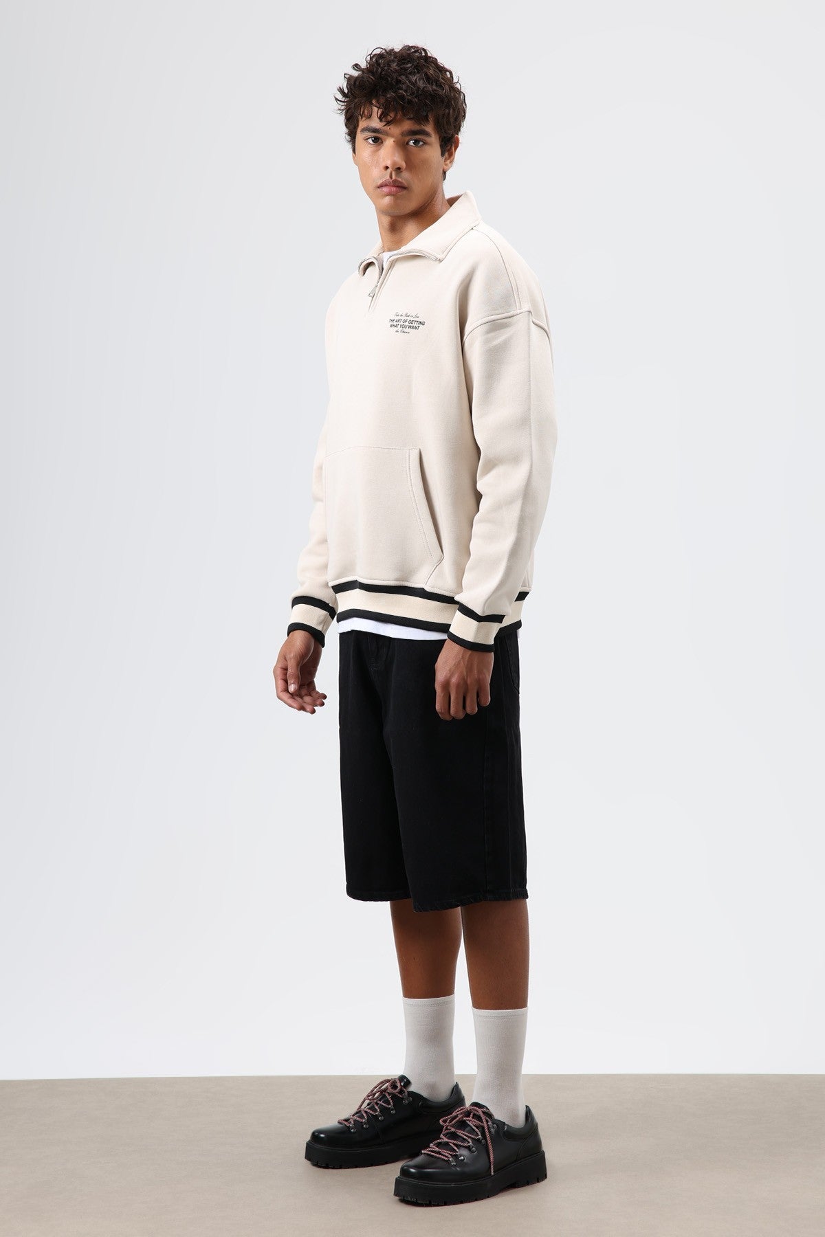 Oversize Polo Yaka Sweatshirt