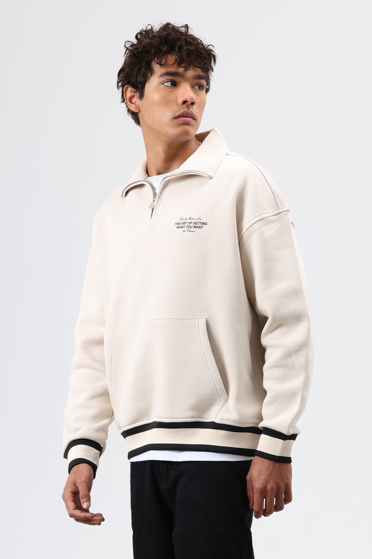 Oversize Polo Yaka Sweatshirt