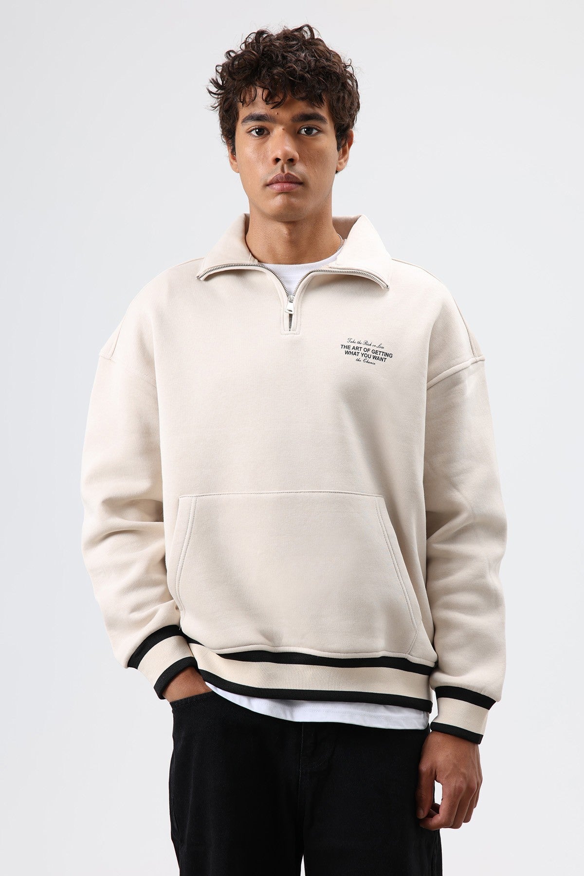 Oversize Polo Yaka Sweatshirt