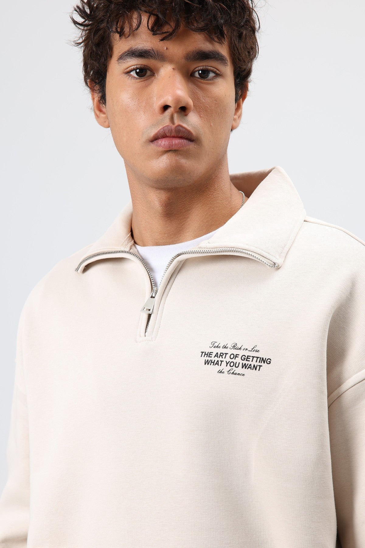 Oversize Polo Yaka Sweatshirt