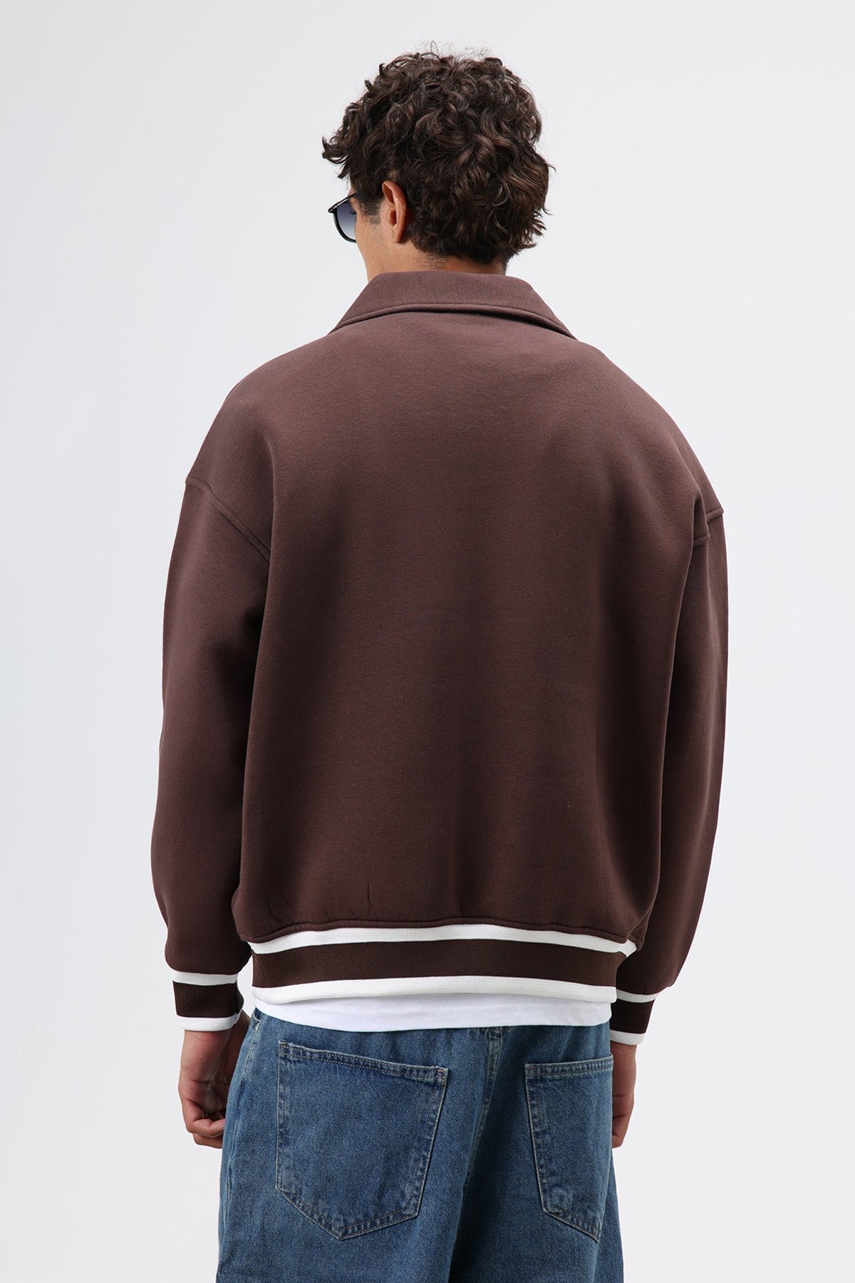 Oversize Polo Yaka Sweatshirt