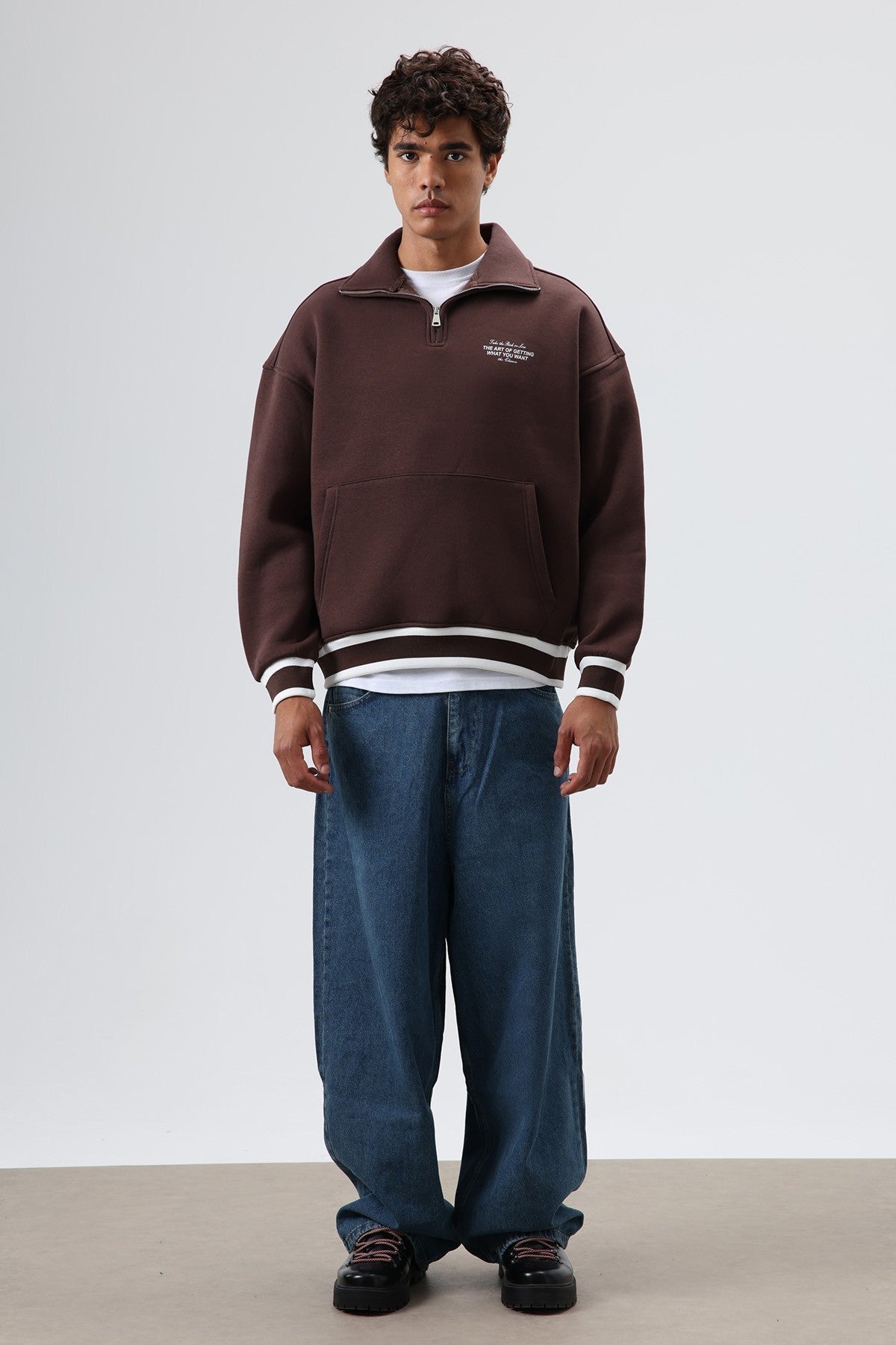 Oversize Polo Yaka Sweatshirt