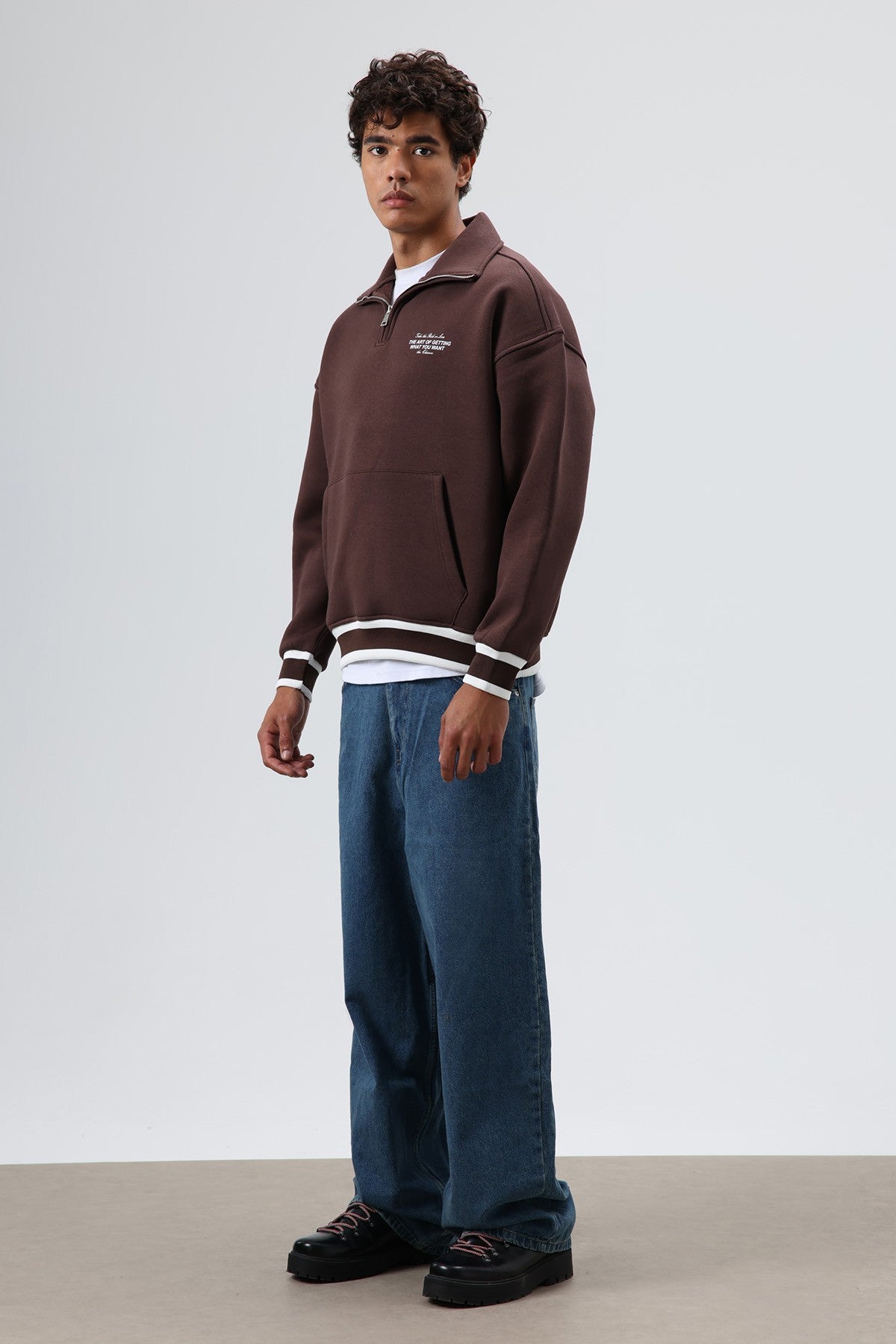 Oversize Polo Yaka Sweatshirt