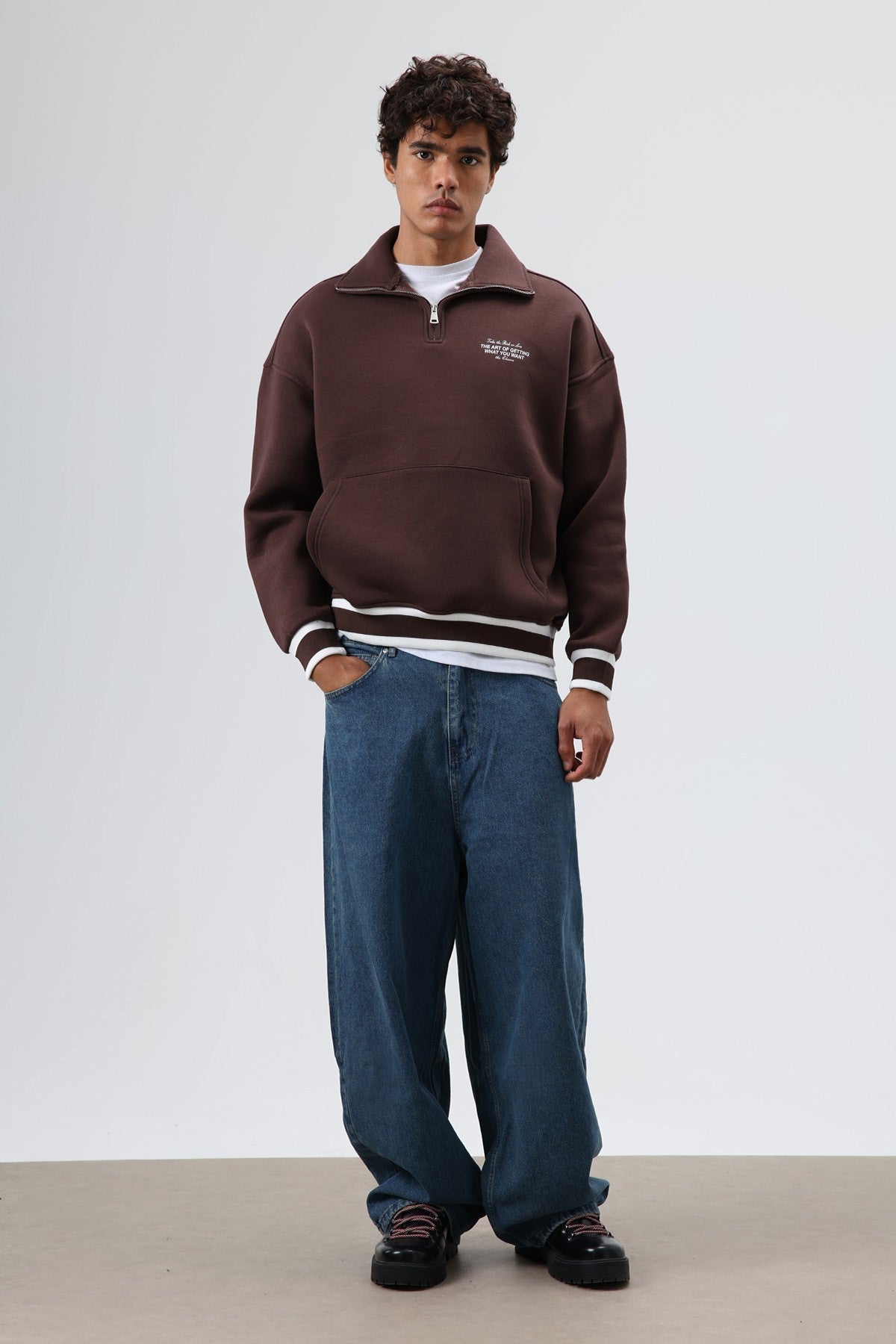 Oversize Polo Yaka Sweatshirt