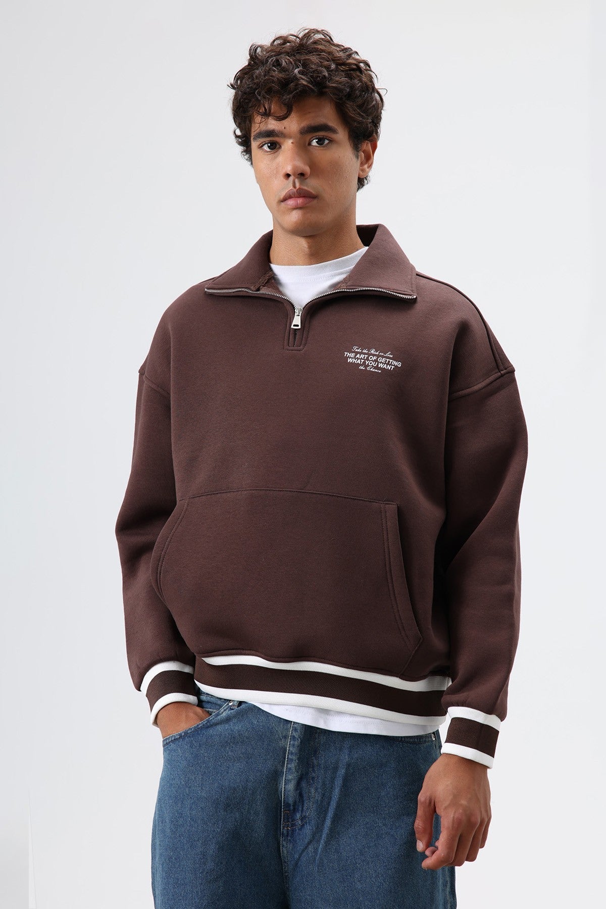 Oversize Polo Yaka Sweatshirt