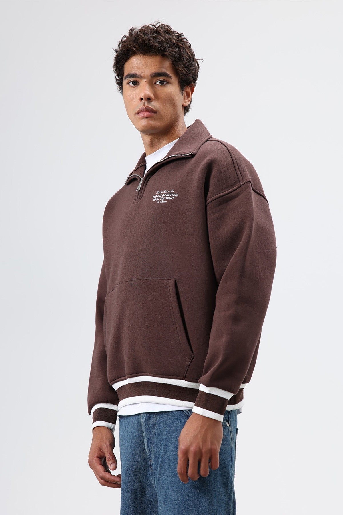Oversize Polo Yaka Sweatshirt