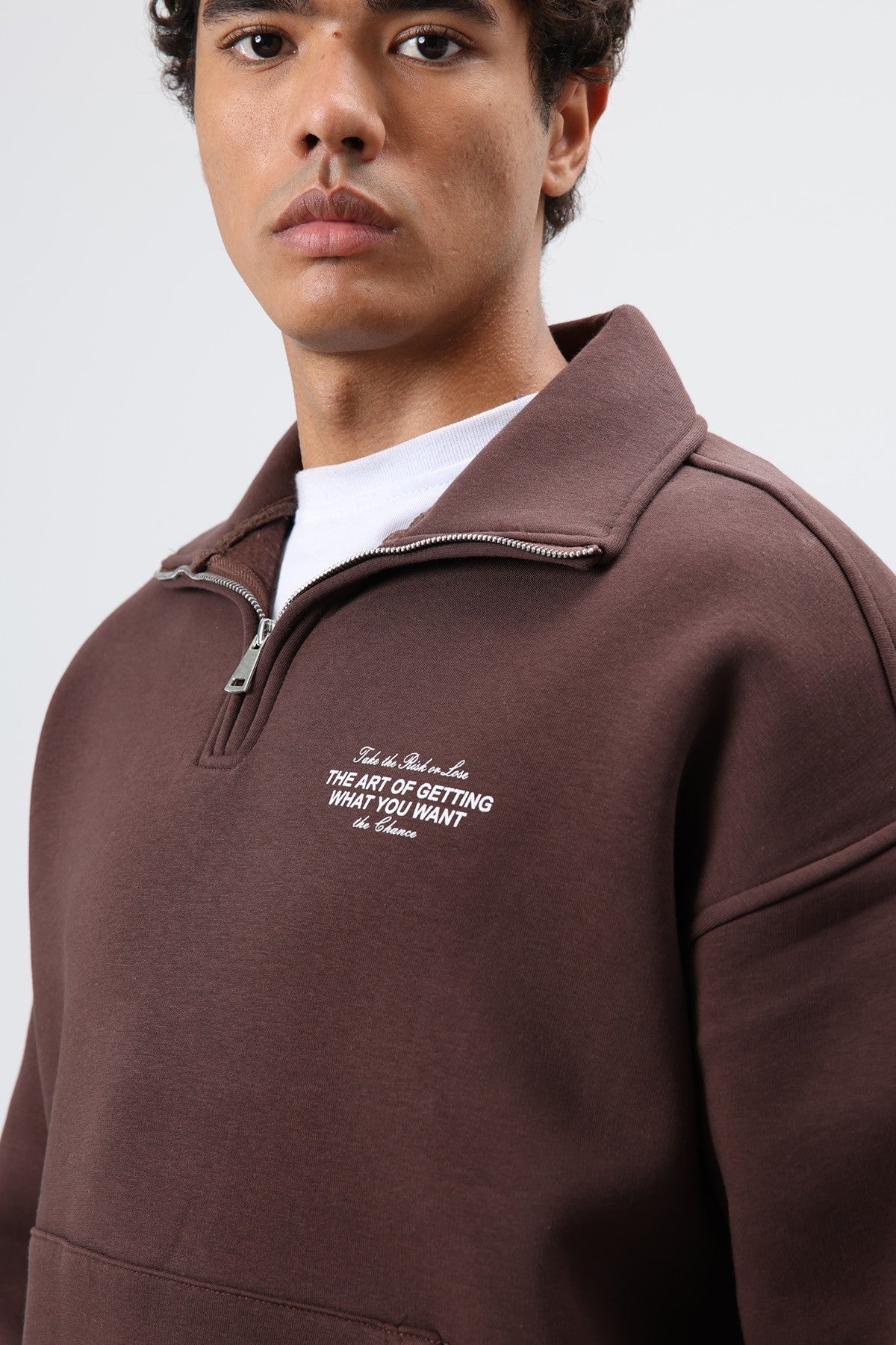 Oversize Polo Yaka Sweatshirt
