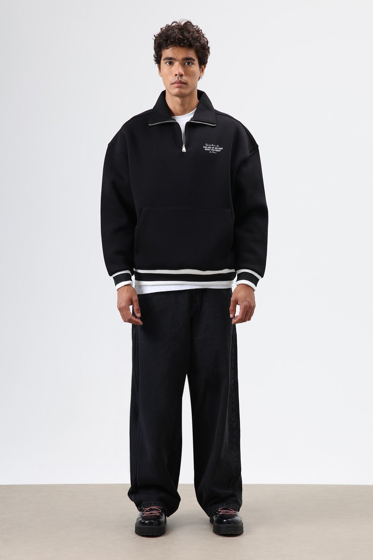 Oversize Polo Yaka Sweatshirt