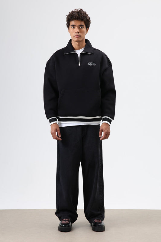 Oversize Polo Yaka Sweatshirt