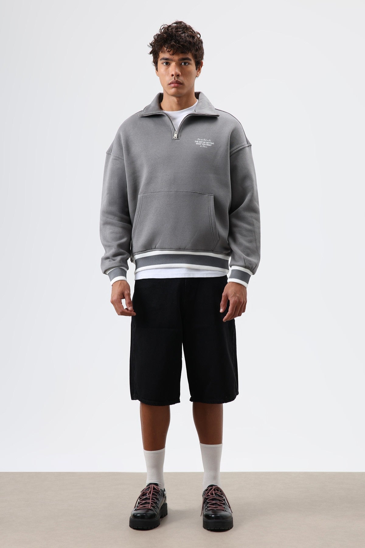 Oversize Polo Yaka Sweatshirt