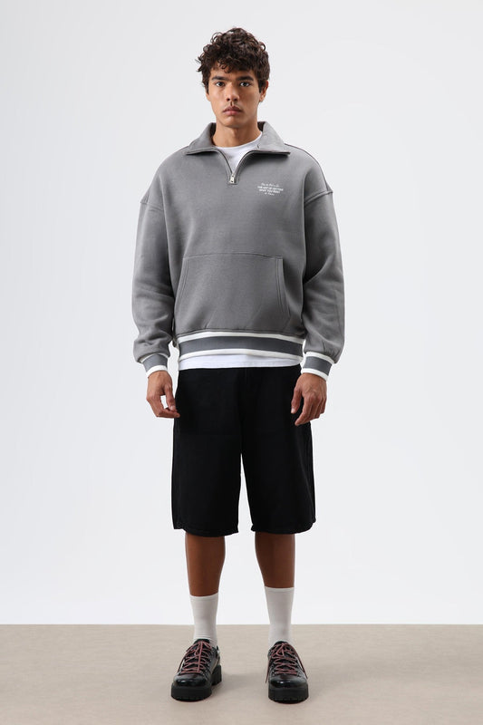 Oversize Polo Yaka Sweatshirt