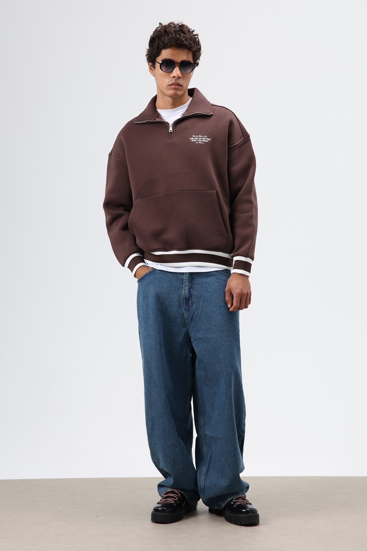 Oversize Polo Yaka Sweatshirt