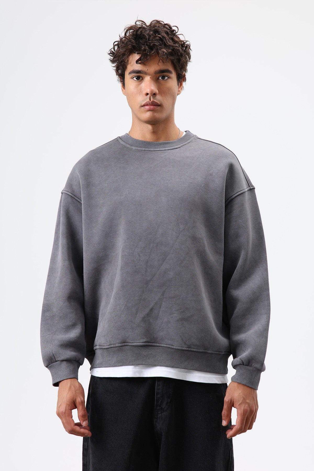 Basic Oversize Yıkamalı Sweatshirt