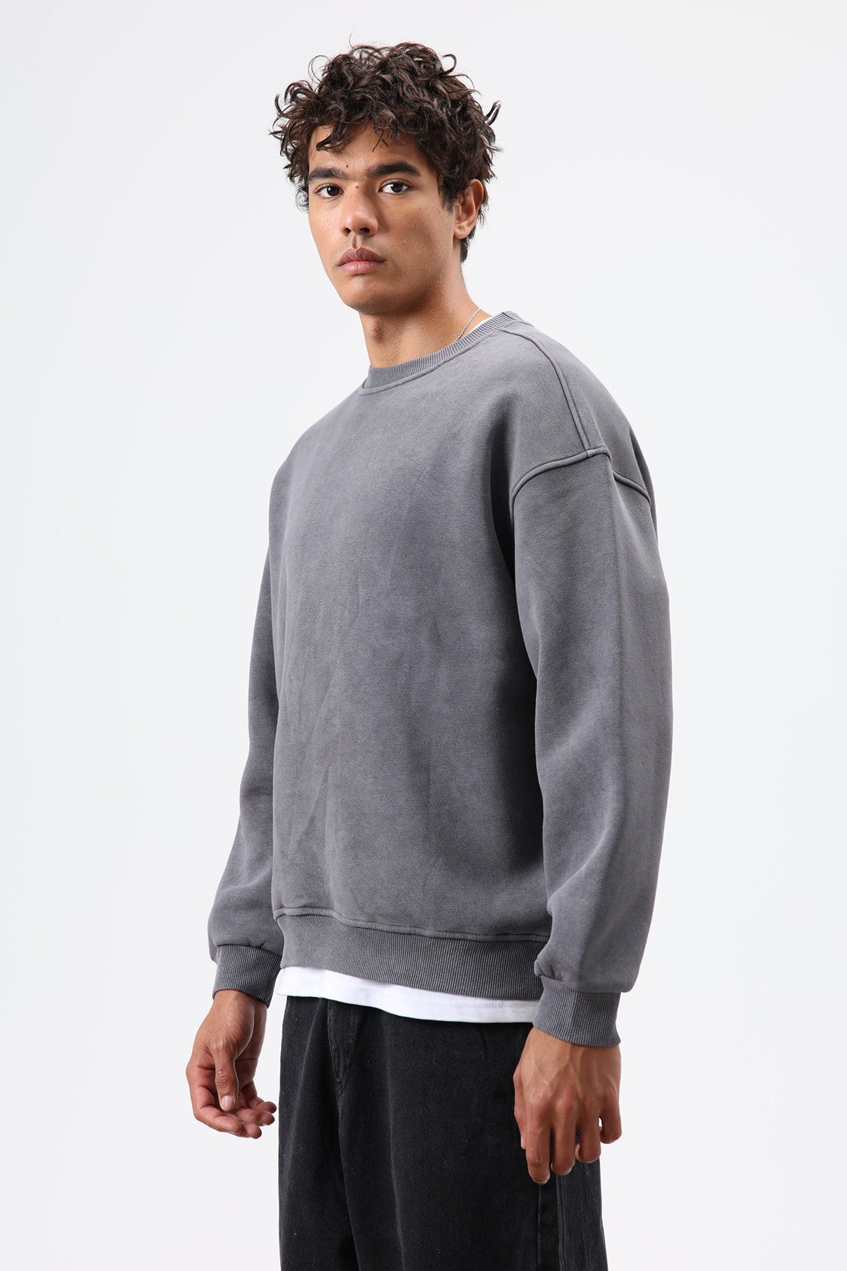 Basic Oversize Yıkamalı Sweatshirt